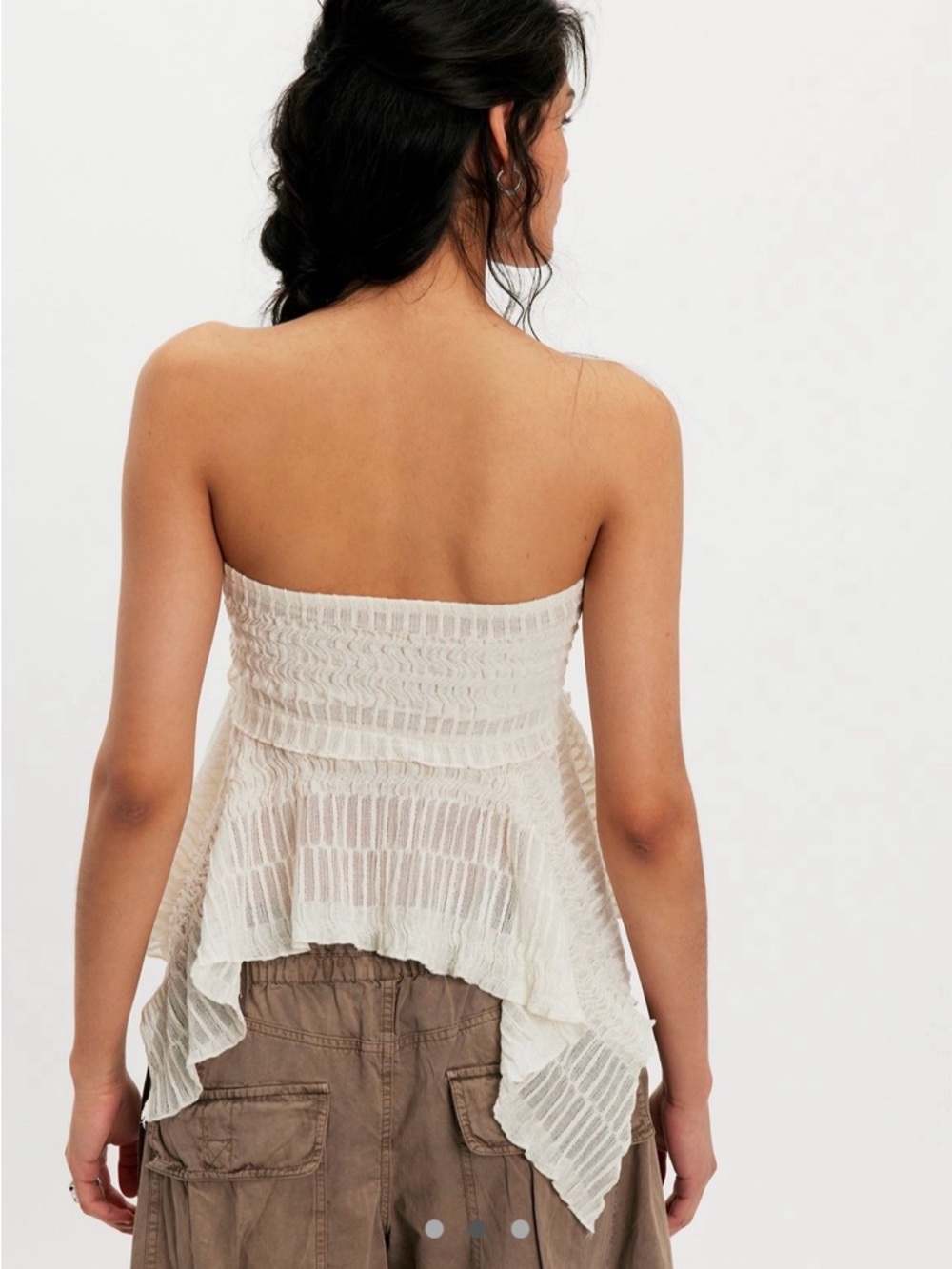 Strapless Cream Ruffled Tube Top - Picture 3 of 7
